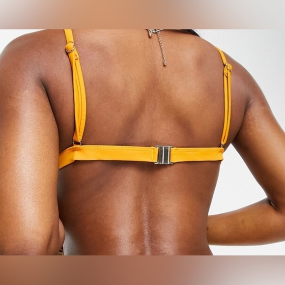 ASOS TWIIN | Era High Apex Triangle Bikini Top | Sunset Orange | Small - Picture 2 of 6